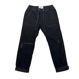 OneTeaspoon Black Distressed Recycled Cotton Denim Joggers Small Relaxed Tapered